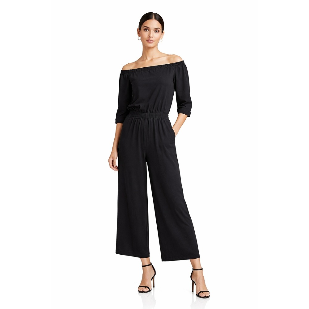 Theory Black Silk Jumpsuit Minimalist Quiet Luxury Parisian Chic Old Money Sz 2